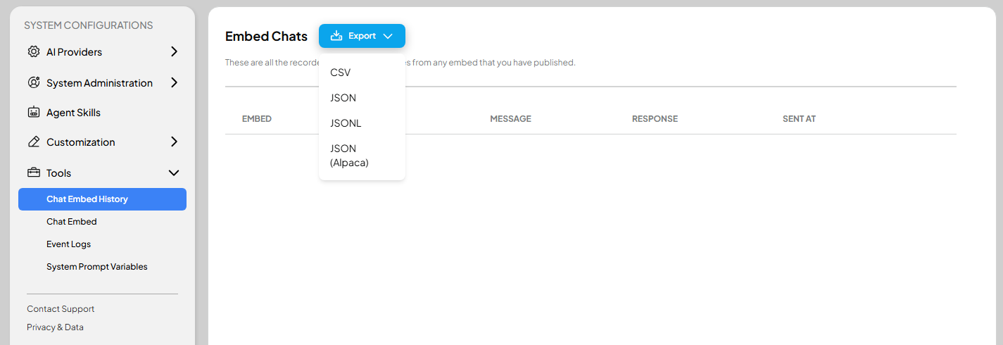 Chat Embed History