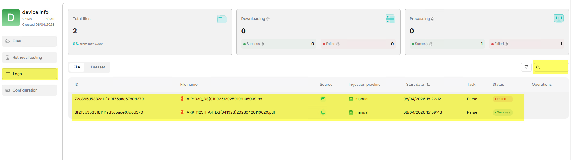 guide-dataset-logs